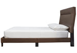 Adelloni Brown Faux Leather Queen Platform Bed