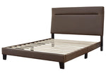 Adelloni Brown Faux Leather Queen Platform Bed