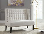 Beauland Ivory Fabric Wingback Accent Bench