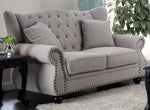 Ewloe Light Gray Linen Button Tufted Loveseat