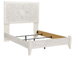 Paxberry Whitewash Wood Full Panel Bed with Carved Pattern