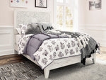 Paxberry Whitewash Wood Full Panel Bed with Carved Pattern