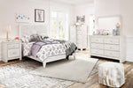 Paxberry Whitewash Wood Full Panel Bed with Carved Pattern