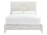 Paxberry Whitewash Wood Queen Panel Bed with Carved Pattern