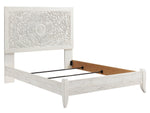 Paxberry Whitewash Wood Queen Panel Bed with Carved Pattern