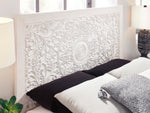 Paxberry Whitewash Wood Queen Panel Bed with Carved Pattern