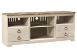 Willowton Whitewash Wood Entertainment Center with Fireplace Insert