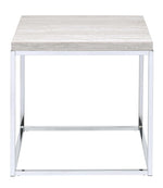 Snyder Chrome Metal/Wood Square End Table