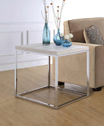 Snyder Chrome Metal/Wood Square End Table