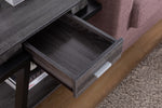 Soline Distressed Grey/Black Wood End Table with Shelf