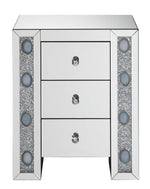 Sonia Mirrored 3-Drawer Nightstand with Faux Agate Inlay