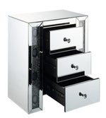 Sonia Mirrored 3-Drawer Nightstand with Faux Agate Inlay