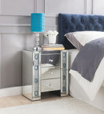 Sonia Mirrored 3-Drawer Nightstand with Faux Agate Inlay