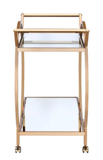 Traverse Clear Glass/Gold Metal Round Serving Cart