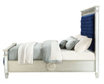 Varian Blue Velvet/Wood Cal King Bed (Oversized)