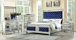 Varian Blue Velvet/Wood Cal King Bed (Oversized)