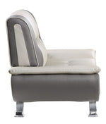 Veloce Beige/Gray Faux Leather Chair