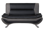 Veloce Black/Gray Faux Leather Loveseat