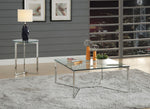 Volusius Clear Glass/Stainless Steel Square End Table