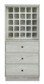 Wiesta Antique White Finish Wood Wine Cabinet with 3 Drawers