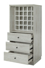 Wiesta Antique White Finish Wood Wine Cabinet with 3 Drawers