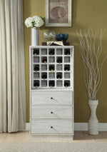 Wiesta Antique White Finish Wood Wine Cabinet with 3 Drawers