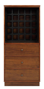 Wiesta Walnut Finish Wood Wine Cabinet with 3 Drawers