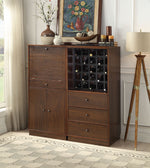 Wiesta Walnut Finish Wood Wine Cabinet with 3 Drawers