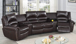 Leelo 5-Pc Brown Bonded Leather Power Recliner Sectional