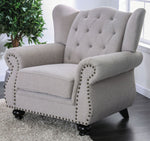 Ewloe Light Gray Linen Button Tufted Chair