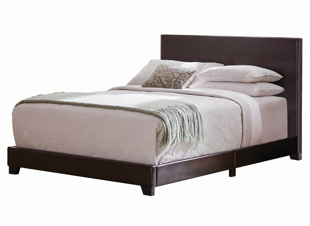 Dorian Brown Leatherette Upholstered Cal King Panel Bed