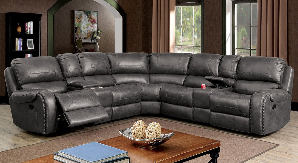 Joanne 3-Pc Gray Manual Recliner Sectional