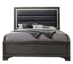 Carine II Gray Fabric/Wood Queen Panel Bed