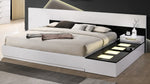 Bahamas White/Black Wood King Bed with LED