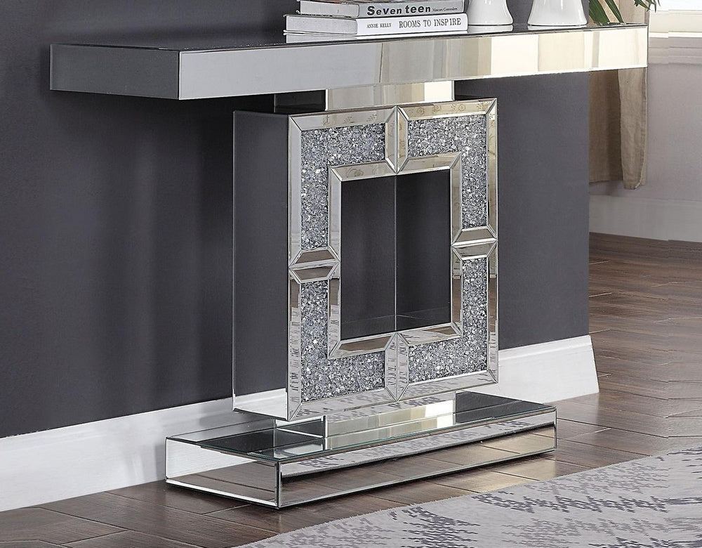 Noralie Mirrored Console Table with Rectangular Base