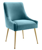 Beatrix Sea Blue Velvet/Gold Metal Side Chair