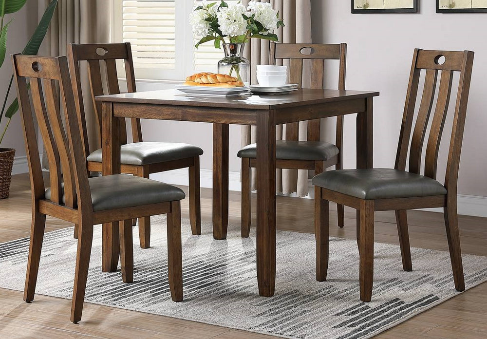 Kortney 5-Pc Brown Wood/PU Leather Dining Set