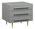 Trident Grey Wood 3-Drawer Nightstand