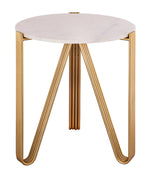 Aya White Marble/Gold Iron Side Table