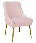 Beatrix Pleated Blush Velvet/Gold Metal Side Chair