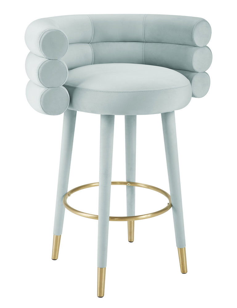 Betty Modern Sea Foam Blue Velvet Bar Stool