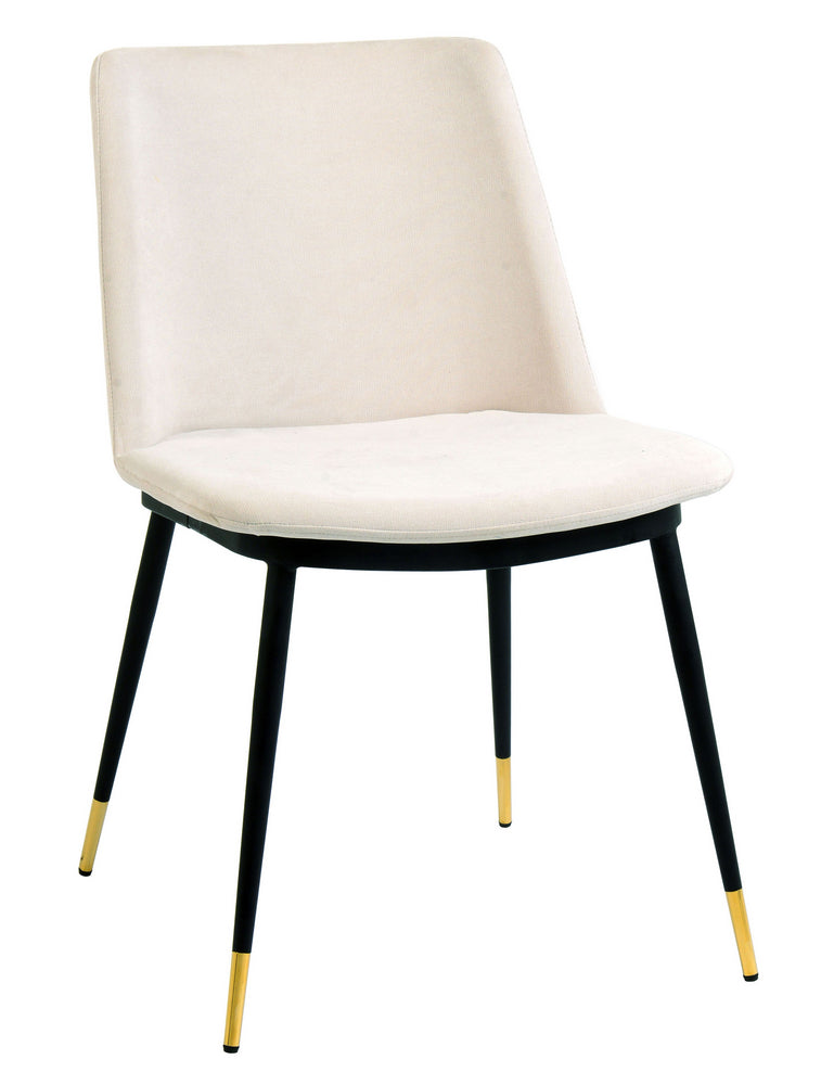 Evora 2 Cream Velvet/Metal Side Chairs