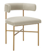Kim Cream Performance Velvet/Gold Metal Arm Chair Chair