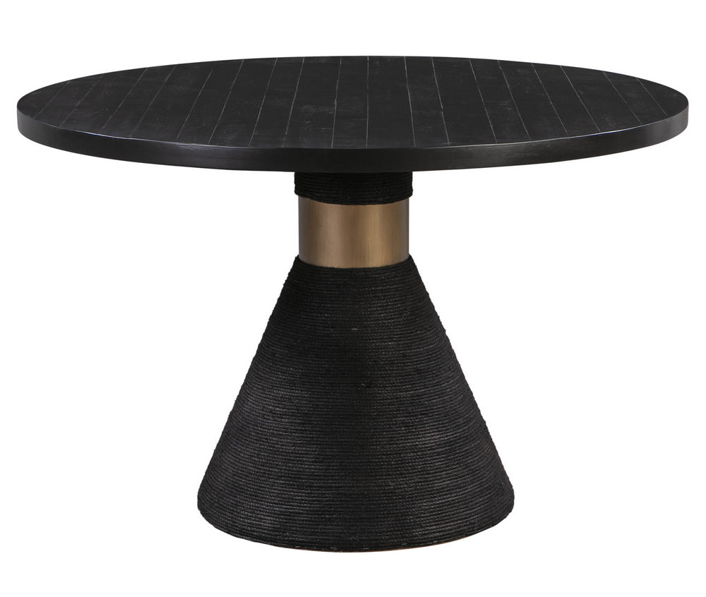 Rishi Black Wood/Rope Round Dining Table