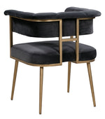 Astrid Grey Velvet/Antique Brass Iron Arm Chair