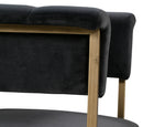 Astrid Grey Velvet/Antique Brass Iron Arm Chair