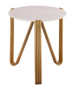 Aya White Marble/Gold Iron Side Table