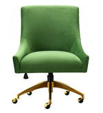 Beatrix Green Velvet/Metal Swivel Office Chair