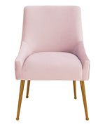 Beatrix Pleated Blush Velvet/Gold Metal Side Chair