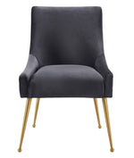 Beatrix Pleated Grey Velvet/Gold Metal Side Chair